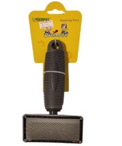 Cepillo cardina para perro o gato con mango de goma gris