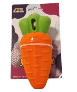 Juguete con chifle para perros zanahoria de goma