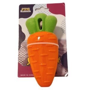 Juguete con chifle para perros zanahoria de goma