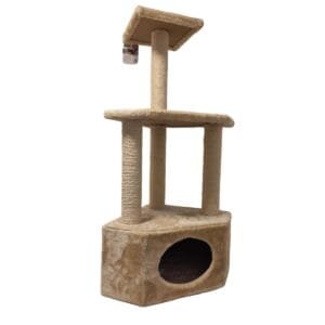 Rascador para gato con box y 3 plataformas