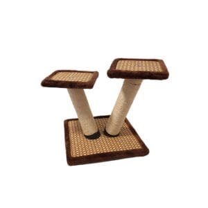 Rascador para gato con 2 postes y 2 plataformas