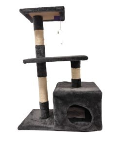 Rascador para gato con box y 2 plataformas