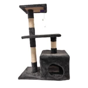 Rascador para gato con box y 2 plataformas