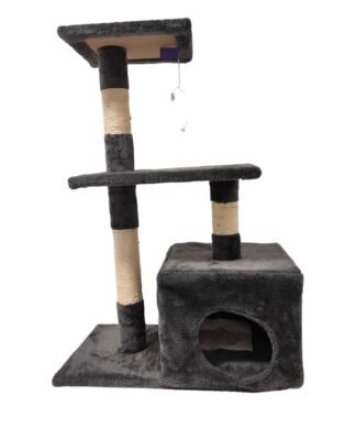 Rascador para gato con box y 2 plataformas
