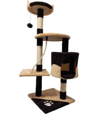 Rascador para gato con box y 3 plataformas