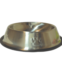 Comedero de metal con borde de goma