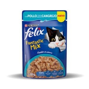 Sobre de Pollo con Salsa Sabor Cangrejo para Gato Felix Fantastic Mix 85g