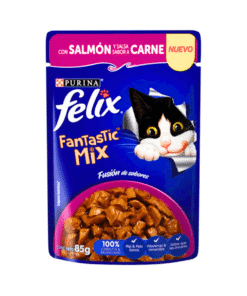 Sobre de Salmon con Salsa Sabor Carne para Gato Felix Fantastic Mix 85g