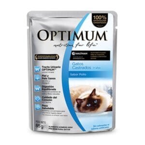 Sobre OPTIMUM Gatos Castrados Sabor Pollo 85g