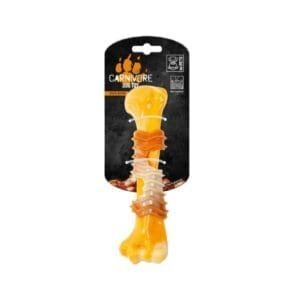 Juguete Macizo para perro MPETS CARNIVORE Hueso Largo Sabor Bacon Amarillo