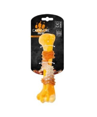 Juguete Macizo para perro MPETS CARNIVORE Hueso Largo Sabor Bacon Amarillo