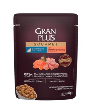 Sachet Gran Plus Gatos Adulto Castrado Sabor Salmón y Pollo 85g
