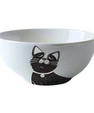 Plato de Cerámica PETJOY Furry Feast Galya Blanco y Negro 550ml