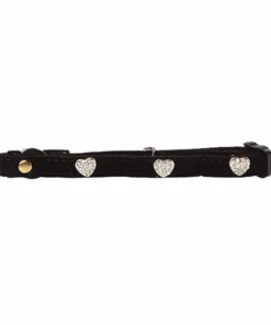Collar para gato PAWISE Negro con Diamante Corazón