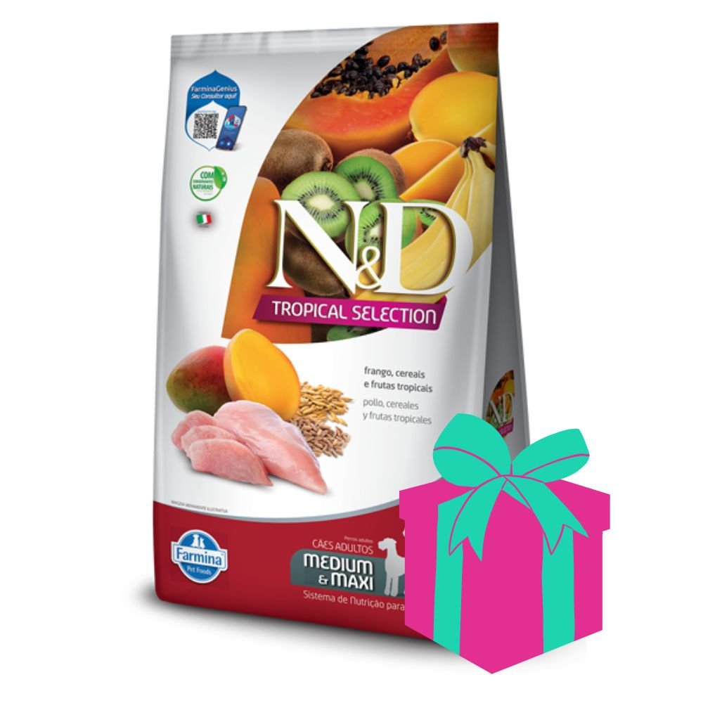 Alimento NYD Tropical Pollo para perro Adulto Razas Medianas y Grandes 10kg + 2kg de regalo!