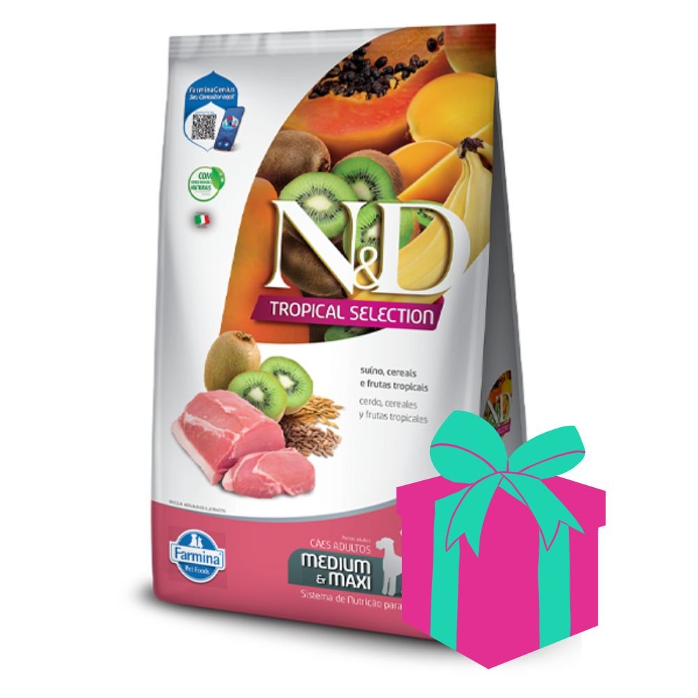 Alimento NYD Tropical Cerdo para perro Adulto Razas Medianas y Grandes 10kg + 2kg de regalo!