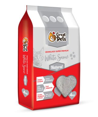 Sanitario Granulado Aglomerante Super Premium Great Pets White Snow Natural 4kg