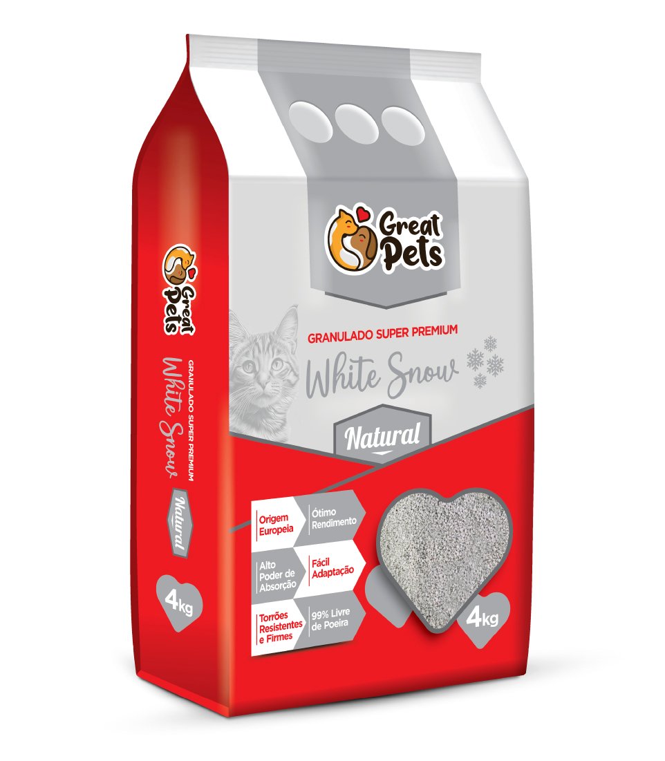 Sanitario Granulado Aglomerante Super Premium Great Pets White Snow Natural 4kg