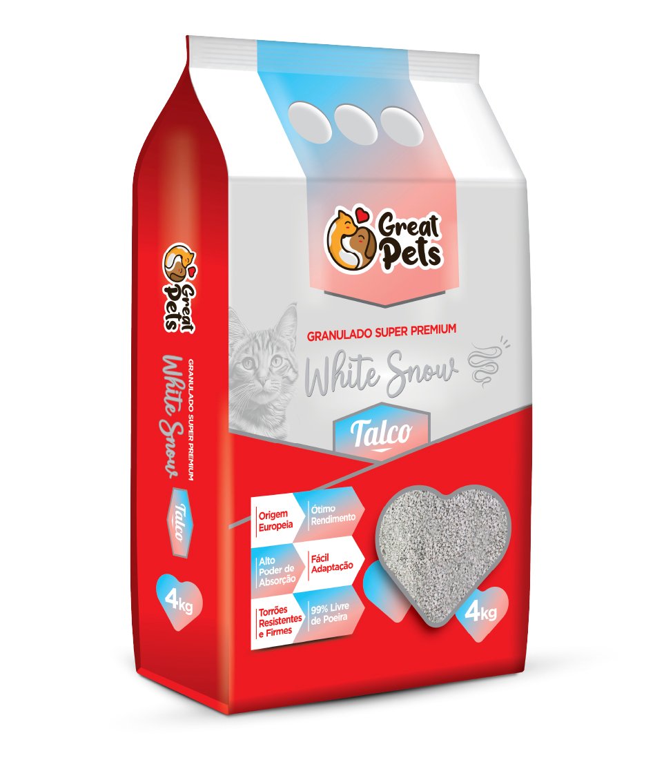 Sanitario Granulado Aglomerante Super Premium Great Pets White Snow Talco 4kg